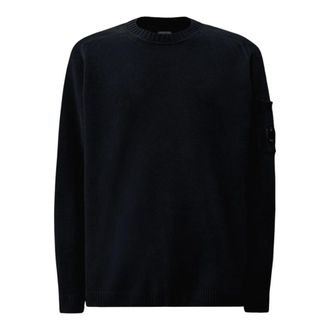 C.P. Company Round-neck Knitwear, male, Blue, Size: 2XL Cotton Chenille Pullover