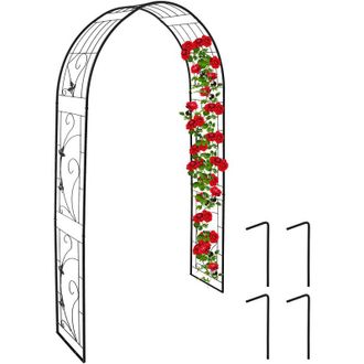 Relaxdays Relaxdays - Arco Jard&iacute;n Met&aacute;lico, Tutor Trepadoras, Dise&ntilde;o Vintage, 216 X 125 X 36 Cm, Soporte Plantas Enredaderas, Negro
