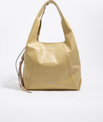 Bimba & Lola Large Leather Paper Shoulder Bag in Oat at Nordstrom