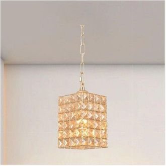 Trade Shop Lampadario Sospeso Rettangolare Cristalli Lampada Luce Attacco E27 Oro 32316 - - Trade Shop Traesio
