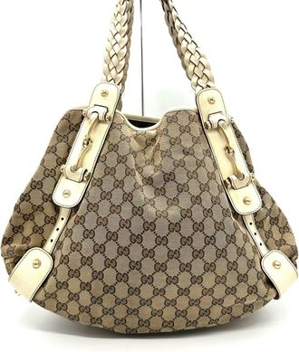 Gucci Gg Canvas Beige Gg Canvas Shoulder Bag Tote Bag (Pre-Owned)