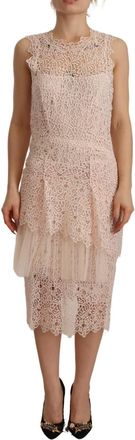 Ermanno Scervino Sheath Tie Viscose Sleeveless Midi Womens Dress (Pre-Owned)