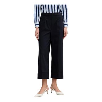 Joseph Ribkoff Broeken, Dames, Blauw, XL, Katoen, High-Waist Pleated Culottes