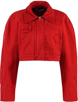 Jacquemus La Veste De Nimes Meio Denim J - Dames - Spijkerjassen - Rood - S - Denim - Jassen
