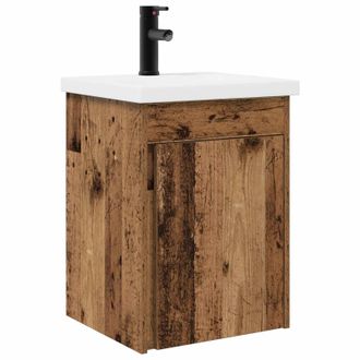 vidaXL Unidad De Tocador De Ba&ntilde;o Con Grifo Madera Envejecida Vidaxl