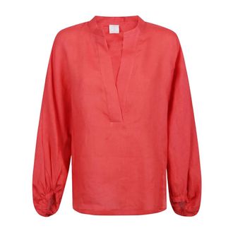 Eleventy Coral Linen Shirt - Blouses & Shirts - Mujer - Rojo - M