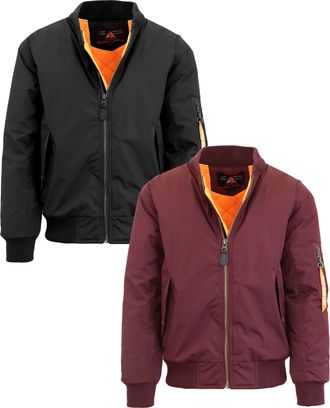 Spire by Galaxy Mens Heavyweight MA-1 Bomber Flight Jacket - 2 Pack