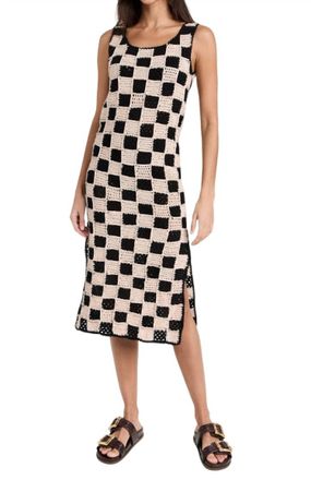 Cleobella Danika Crochet Ankle Dress In Black/white