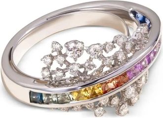 Ananya 18K white gold Scatter Energy diamond and sapphire ring - Silver