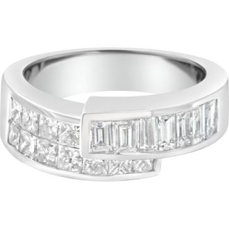 House of Brilliance 14K White Gold 2.0 Cttw Diamond Bypass Ring Band at Nordstrom, Size 6.5