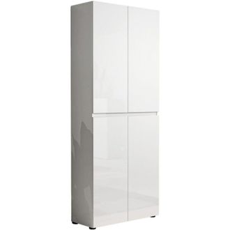 Dmora Zapatero Antaleone, Mueble Porta Zapatos 10 Estantes, Hecho en Italia, 34x80x200h cm Blanco Brillante