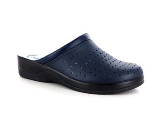Easywalk 212 Leather Slip-on Womens Ladies Mule Clogs Slippers Shoes, Blue, EU 40, UK 6.5