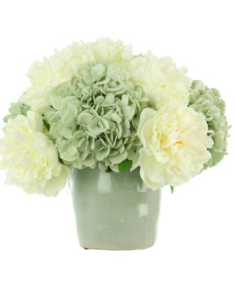 Creative Displays Inc. Seafoam Hydrangeas & White Peonies In Seafoam Ceramic Vase