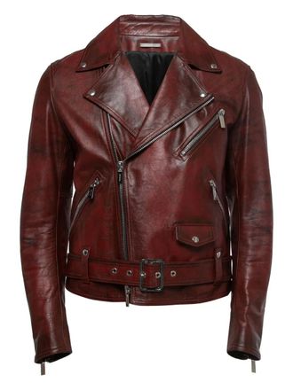 Dior 2024 leather biker jacket - men - Cupro/Polyester/Calf Leather - 48 - Red