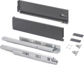 Emuca Emuca - Caj&oacute;n Exterior Vertex Con Regulaci&oacute;n 3d De Altura 131mm, 40kg, Espesor De Tablero De 18mm, Profundidad 400mm, Acero, Gris Antracita