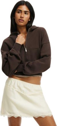 Cotton On Womens Oversized Zip Through Hoodie in Dark Oak at Nordstrom, Size Xx-Small