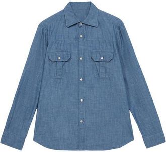 Fortela Amleto Denim Shirt with Patch Pockets in Indigo Rinse at Nordstrom, Size Small Eu