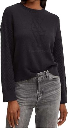 A|X Armani Exchange Rondgebreide trui - Dames - Ronde hals truien - Zwart - L - Katoen - Truien & Vesten