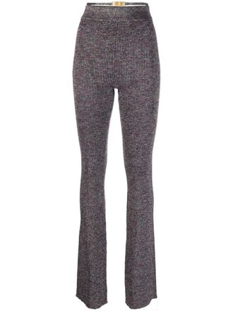 GCDS lurex-detailing flared knitted trousers - Purple