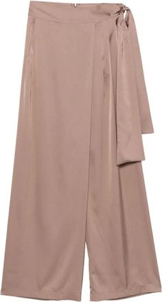 D.exterior Broeken, Dames, Bruin, M, Satijn, Broek met strikceintuur