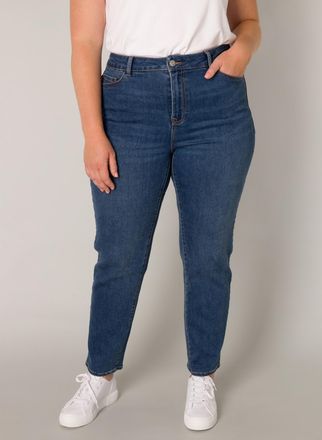 Base Level Curvy Slim-fit-Jeans BASE LEVEL CURVY, Damen, Gr. 54/56, L&auml;nge 30, blau (mid blau), Denim/Jeans, Obermaterial: 92% Baumwolle, 6% Polyester, 2% Elasthan, uni