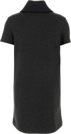 Gucci Womens Stretch Jersey Collar Dress Gray Viscose Nylon Elastane