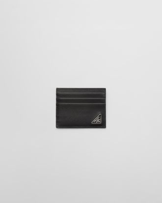 Prada Saffiano Leather Card Holder, Man, Black