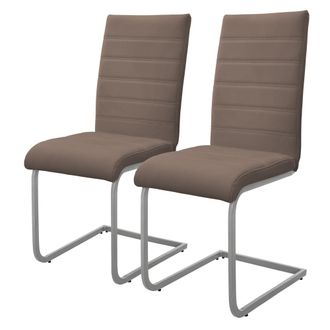 ML Design Ml-design Set De 2 Sillas De Comedor, Tapizadas De Pu Imitaci&oacute;n De Cuero Marr&oacute;n, Respaldo Alto Asiento Dise&ntilde;o Cantilever Para Comedor, Sal&oacute;n O Cocina,