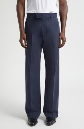 Tom Ford Compact Cotton Drill Wide Leg Pants in Navy at Nordstrom, Size 36
