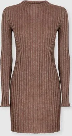 Missoni Ribbed Viscose Lam&eacute; Mini Dress in Rust at Nordstrom, Size 44