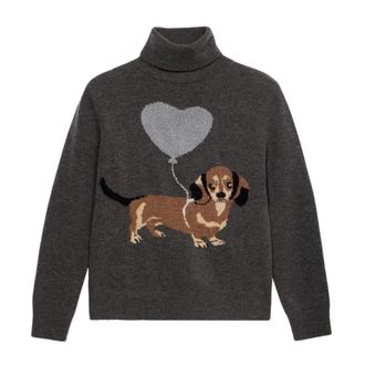 Oltre Gem&ecirc;leerde wollen coltrui met borduursel en bezels - Dames - Coltruien - Grijs - XL - Wol - Truien & Vesten