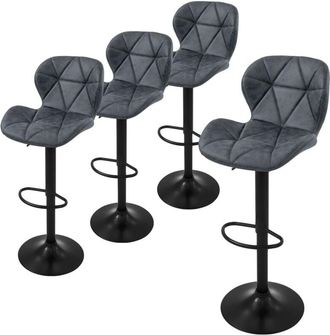 ML Design Ml-design - Set di 4 Sgabelli da Bar Rivestimento in Ecopelle Antracite Sedia da Banco Regolabile in Altezza 59-79 cm Girevole a 360° Sgabello Alto