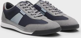 HUGO BOSS Mens BOSS Orange Nitan Mens Mixed Material Trainers with Ridged Outsole - Open Grey 064 - Size: 10