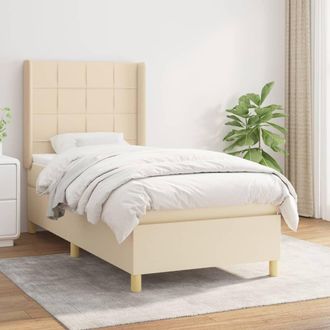 vidaXL Vidaxl - Cama Box Spring Con Colch&oacute;n Tela Color Crema 90x190 Cm