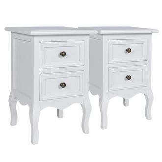 vidaXL Mesitas De Noche Con 2 Cajones 2 Unidades Mdf Blanca Vidaxl