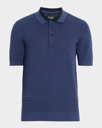Scotch & Soda Mens Structure-Knit Polo Shirt