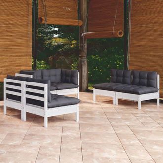 vidaXL Juego De Muebles De Jard&iacute;n 6 Pzas Y Cojines Madera Maciza Pino Vidaxl