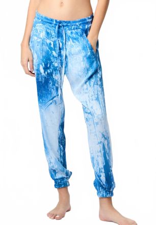 Avant Toi Marmo Effect Silk Joggers In Genziana Blue