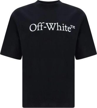 Off-white T-Shirts, male, Black, S, Logo Print Cotton T-Shirt