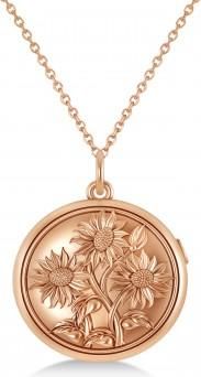 Allurez Sunflower Locket Pendant Necklace 14k Rose Gold