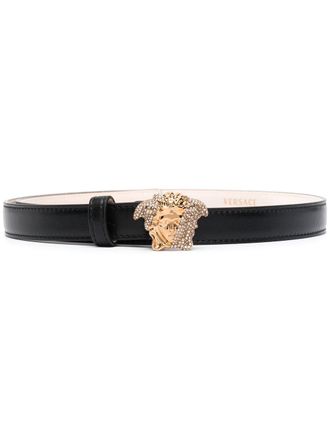 Versace La Medusa crystal-embellished belt - Black