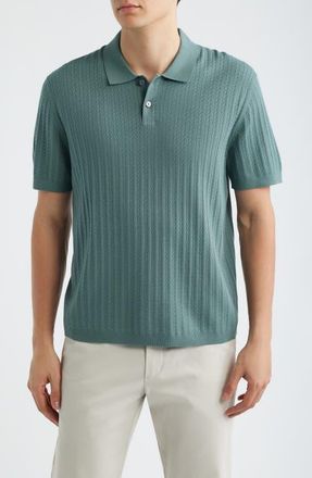 Theory Cable Knit in Light Bilen Polo in Light Pine Grove at Nordstrom, Size Xx-Large
