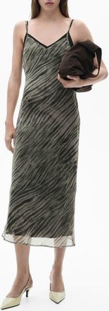 Mango Print Double Strap Slipdress in Green at Nordstrom, Size 10