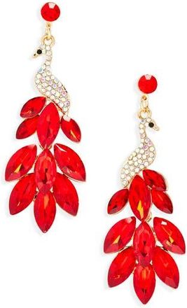 Eye Candy Los Angeles Peacock Dangle Drop Earrings in Red at Nordstrom Rack