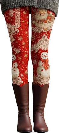 Generic Christmas Leggings for Women UK Xmas Hats Cats Print Tight Yoga Pants High Waist Tummy Control Casual Leggings Non See Through Stretch Trousers Holida