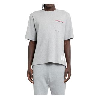 Thom Browne Tops, Heren, Grijs, M, Katoen, Milano Katoenen Oversized Pocket Tee