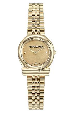 Ferragamo Gancini Twisted Goldtone Bracelet Watch, 23mm in Yellow Gold at Nordstrom