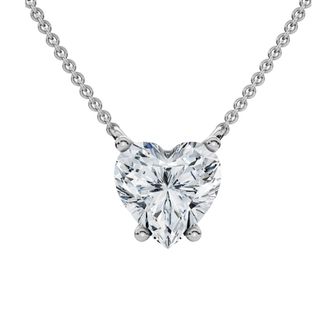Pompeii3 1Ct Heart Shape Diamond Solitaire Diamond Pendant 14k Gold Necklace Lab Grown