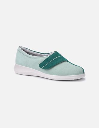 Hotter Womens Wrap Womens Slippers - Teal Sage Suede - Size: 6