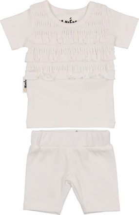 Maniere Ruffle Top & Shorts Set in White at Nordstrom, Size 18M